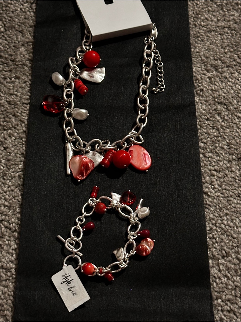 Style & Co. Red and White Charm Bracelet Set